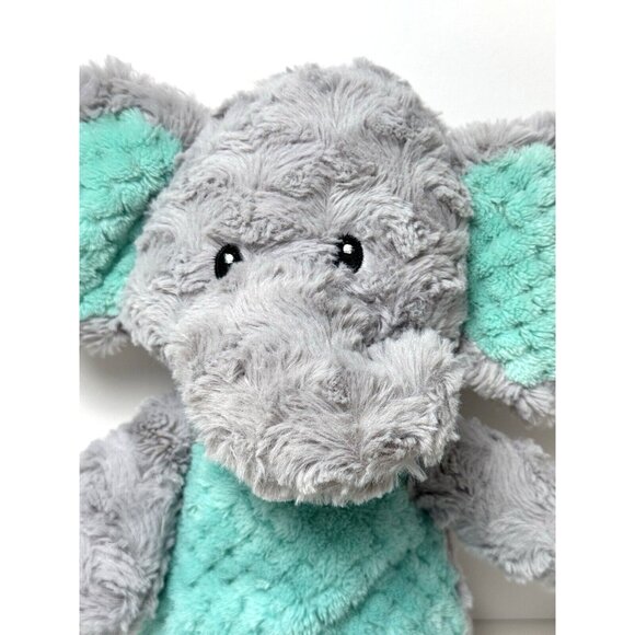 Spark Create Imagine Elephant Gray Teal Plush Stuffed Toy Rattle Crinkle 15 Inch - Picture 2 of 8